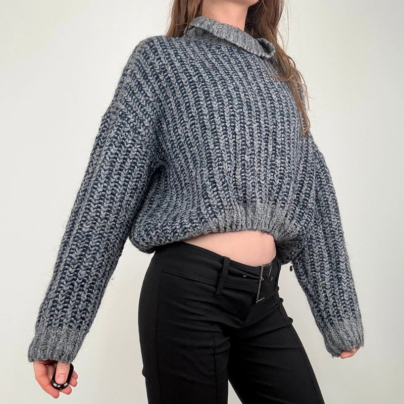 chunky knit cropped puff jumper