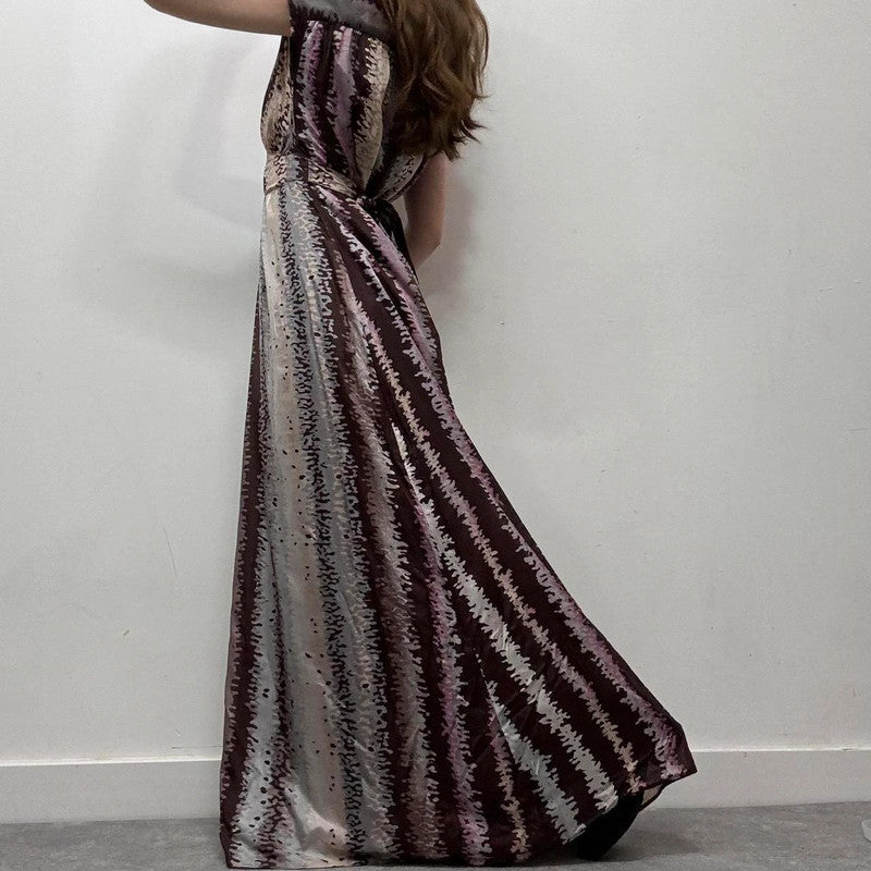 silk patterned floaty maxi dress