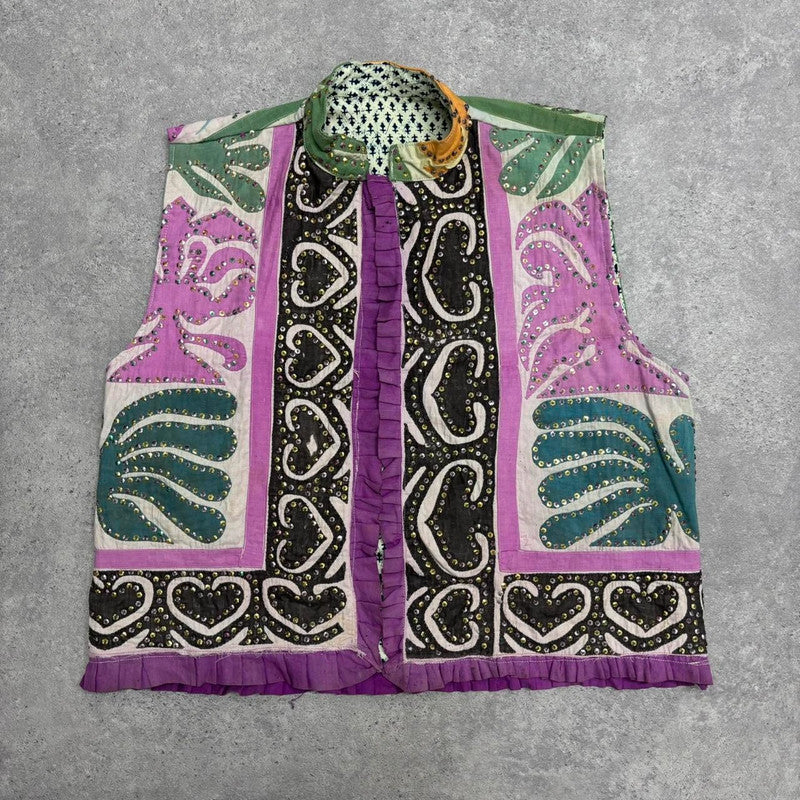 patterned paisley quilted waistcoat