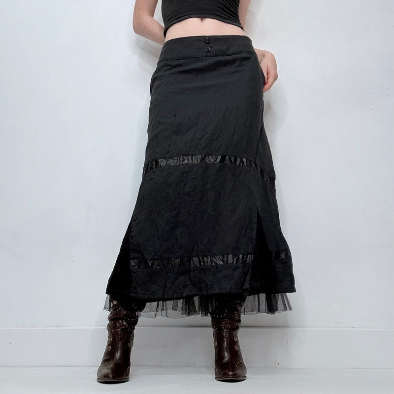 black lace gothic fairy maxi skirt