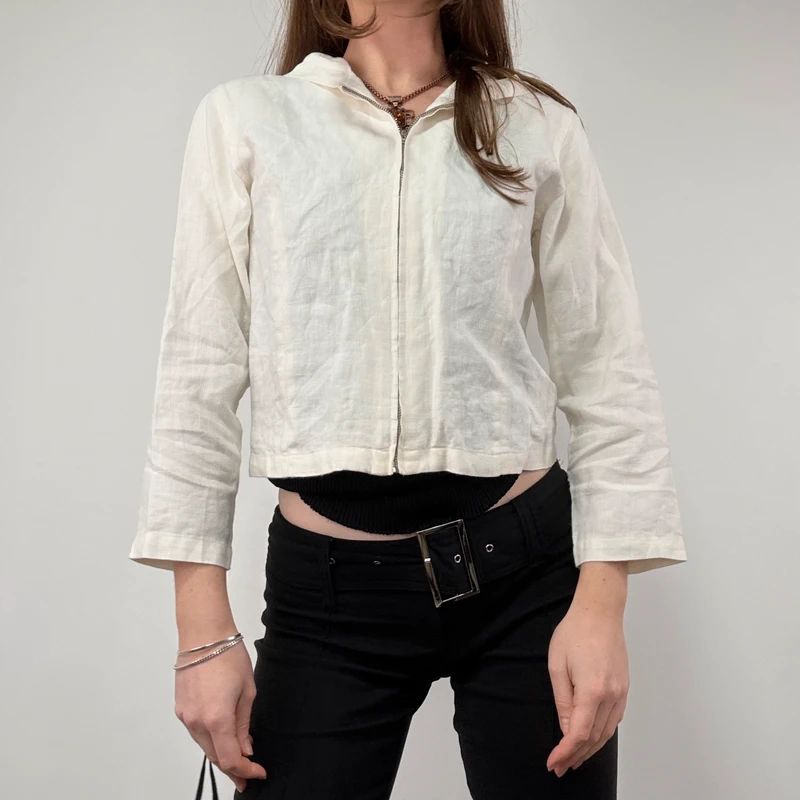 White Linen mini cropped shirt
