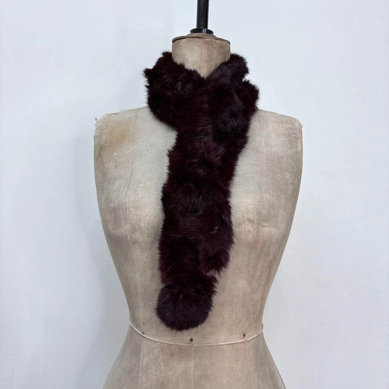 burgandy fur wrap scarf
