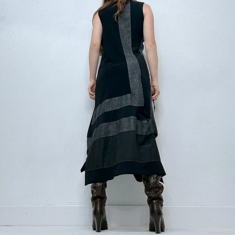 structured grunge flared maxi dress