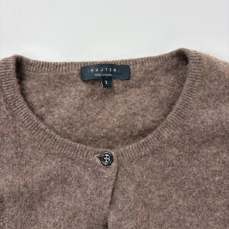 Kujten brown cashmere fluffy cardigan