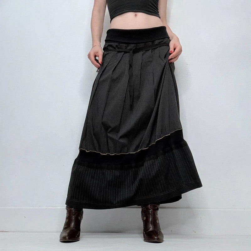 black Cop Copine pinstripe structured maxi skirt