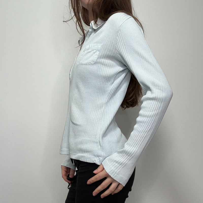 baby blue cotton ribbed shirt