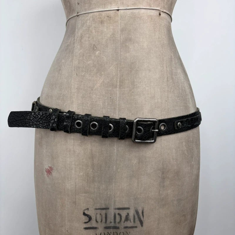 black leather eyelet cargo grunge belt