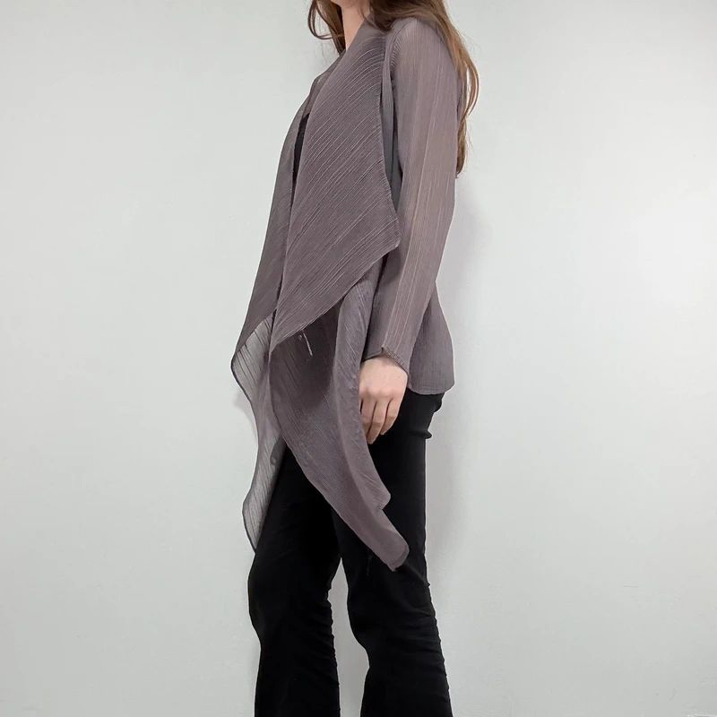 pleated crinkle draped asymmetric top