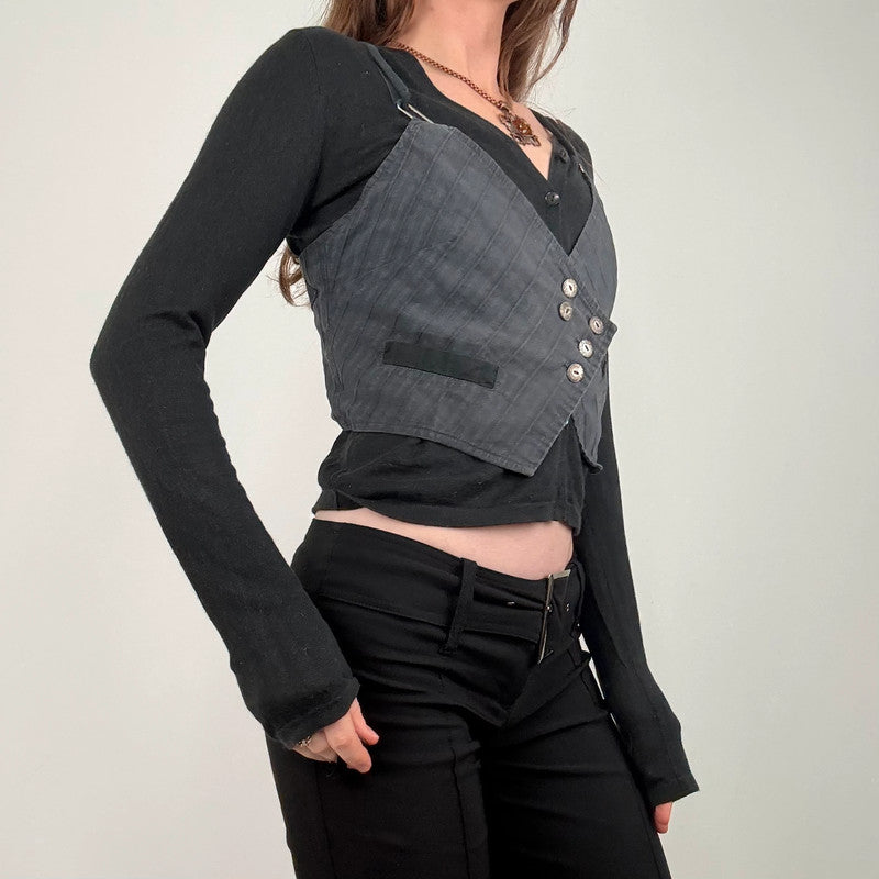 grey pinstripe asymmetric waistcoat