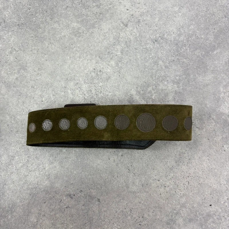 Khaki suede thick leather belt