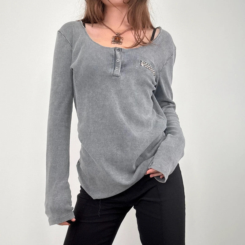 slouchy grey distressed t-shirt