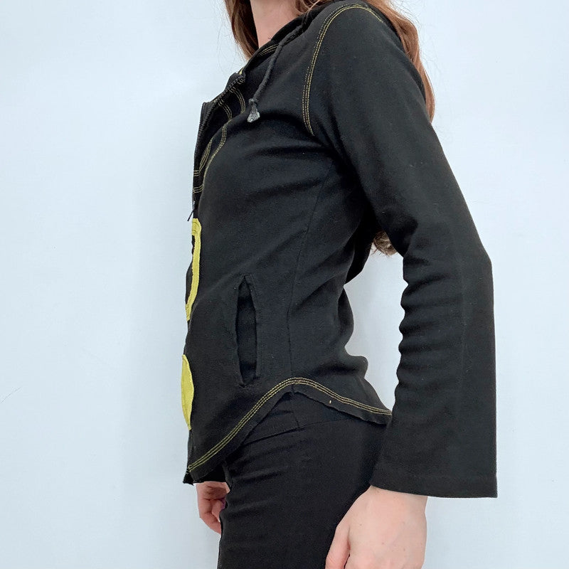 Black asymmetric hippie grunge hoodie