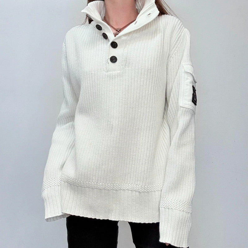white chunky knitted oversized jumper