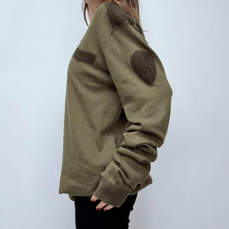 khaki wool knitted military jumper