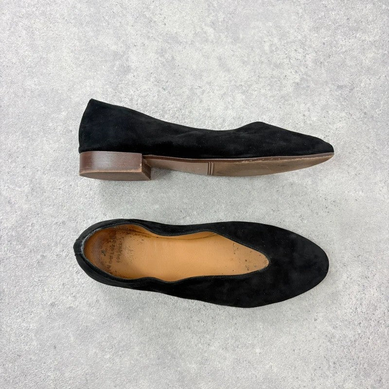 Sezane black leather suede ballet flats