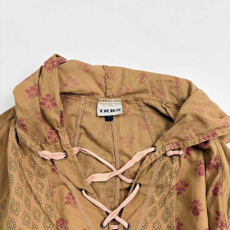 tan khaki printed cotton shirt