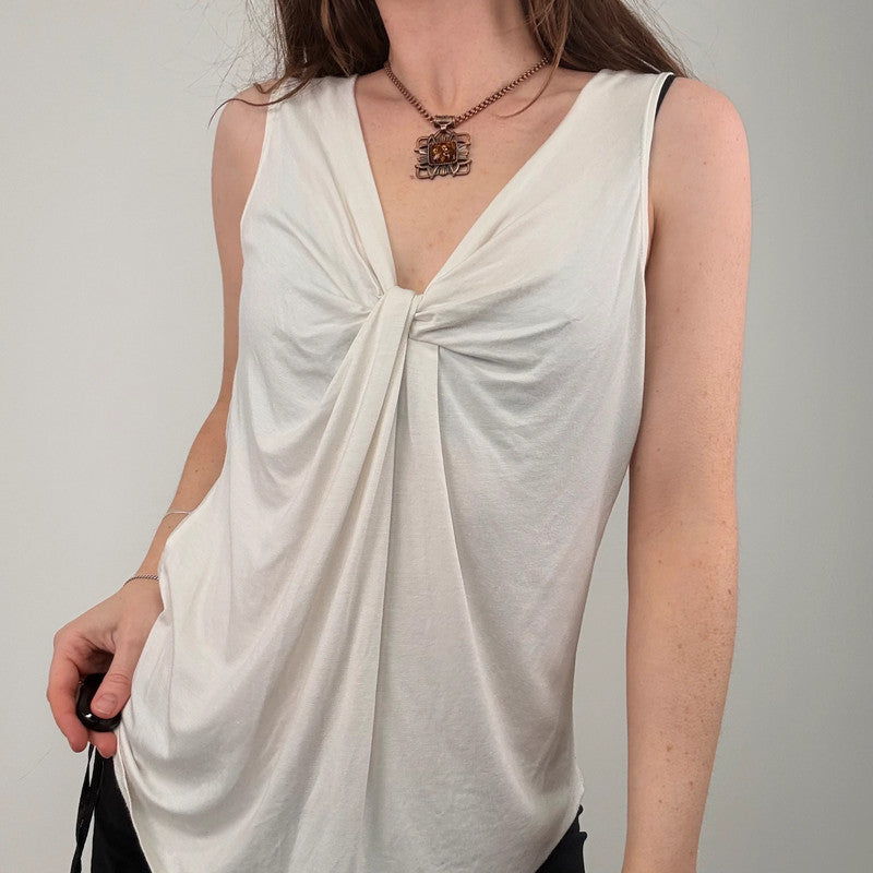 cream gathered slouchy drape vest