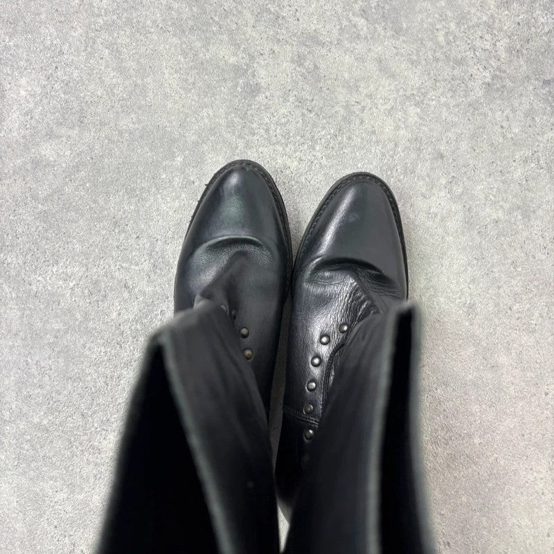 Black leather studded boots
