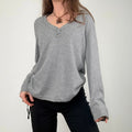 grey cashmere slouchy studded jumper
