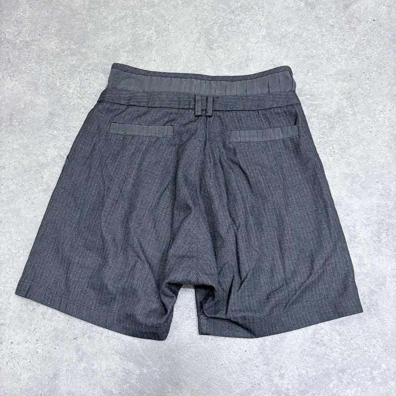 high rise corset style pleated shorts