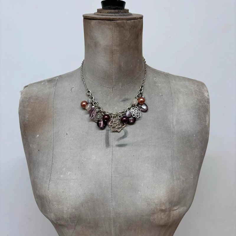 chunky chain beaded charm necklace