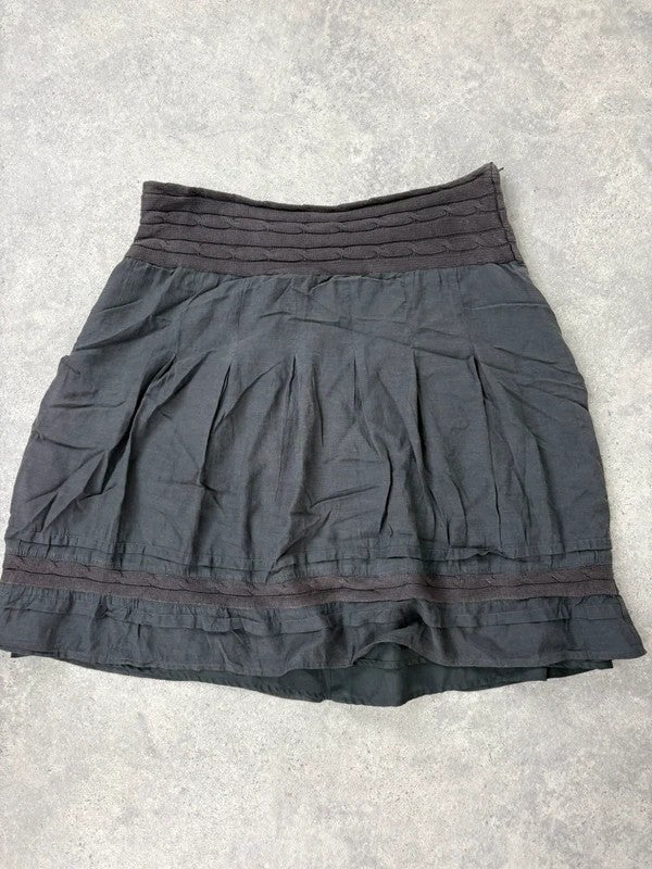 Blue low-rise drop-waist navy sheer midi skirt