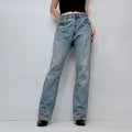 distressed denim straight leg levis jeans