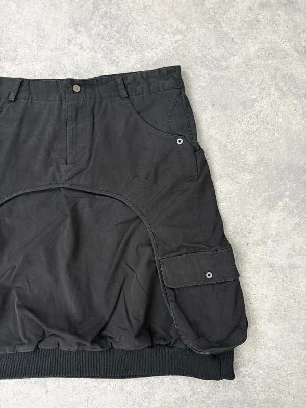 black layered utility midi skirt