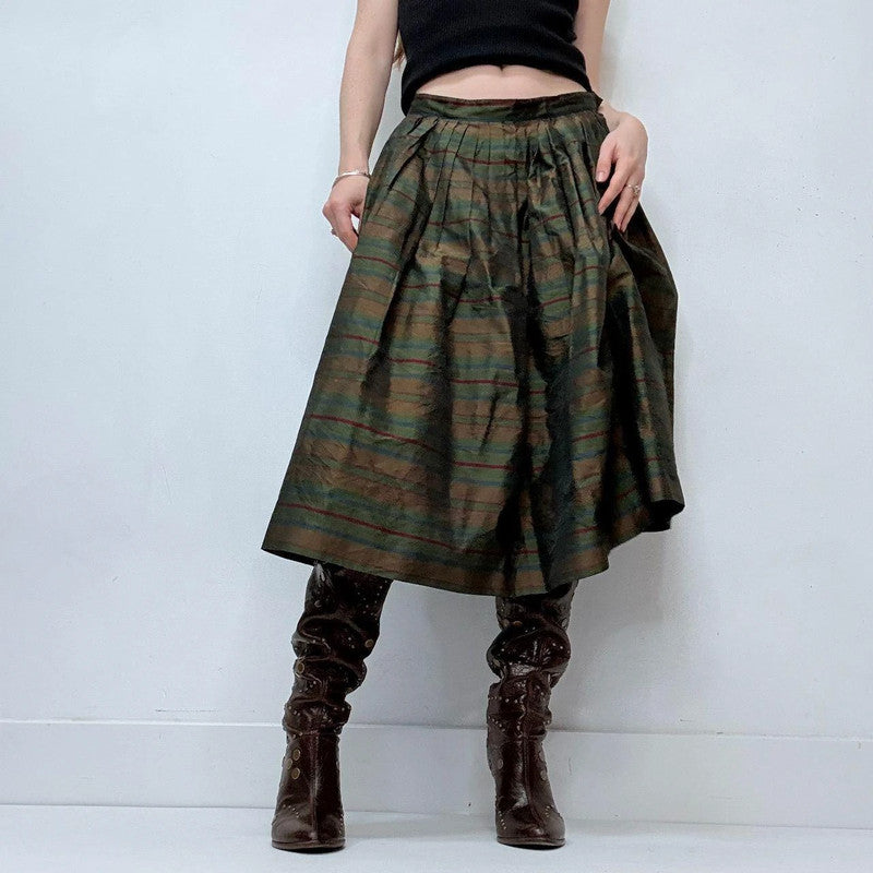 puff structured pleated pinstripe skirt