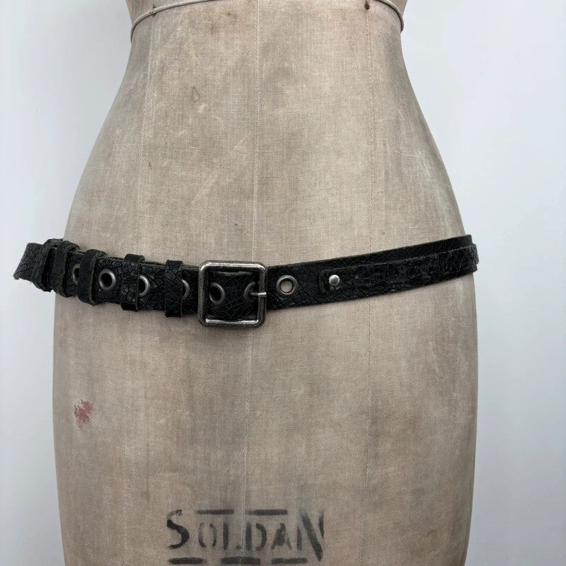 black leather eyelet cargo grunge belt