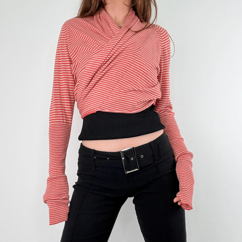 slouchy striped wrap cardigan