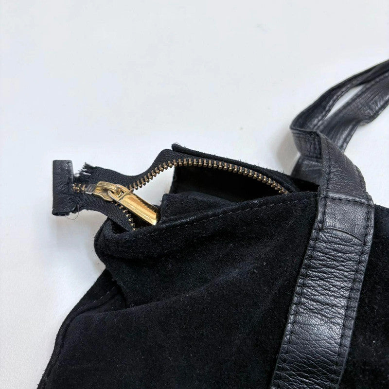 black suede studded hardware bag