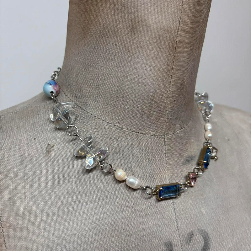 gemstone pearl crystal necklace