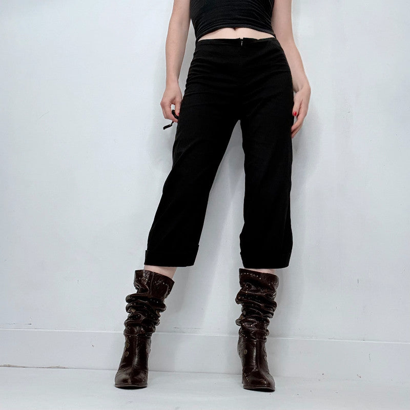 Cop Copine Black low rise lace up pleated trousers