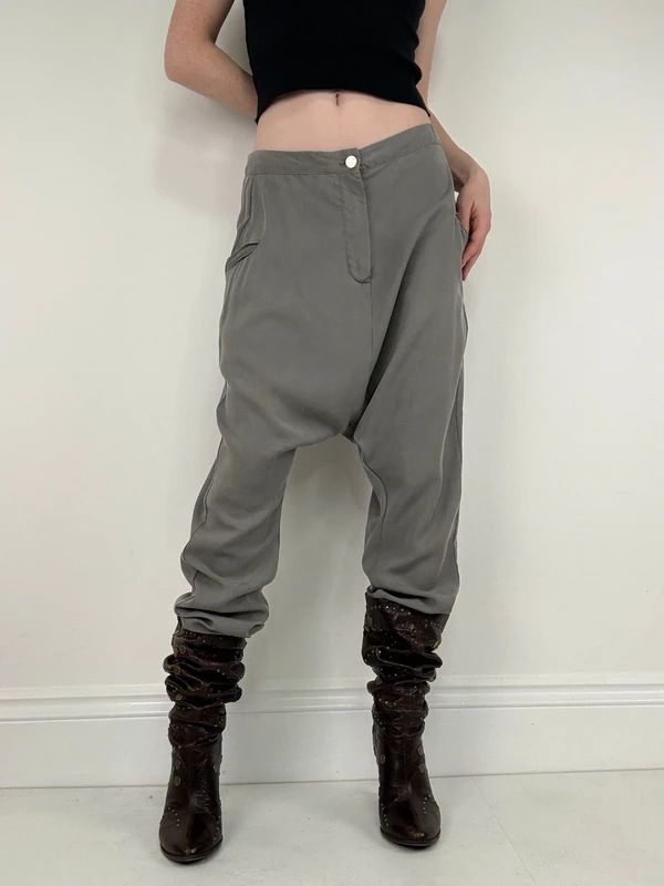 Silver slinky harem pants batwing trousers