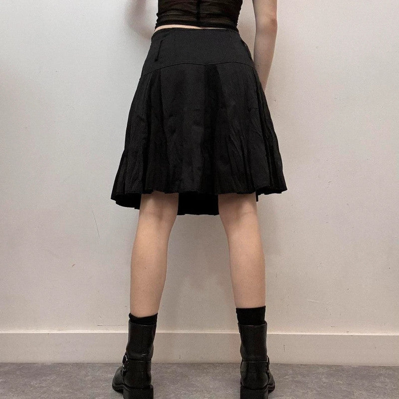 black pinstripe midi skirt