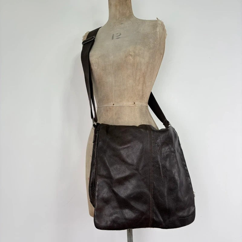 Brown leather satchel slouchy crossbody bag
