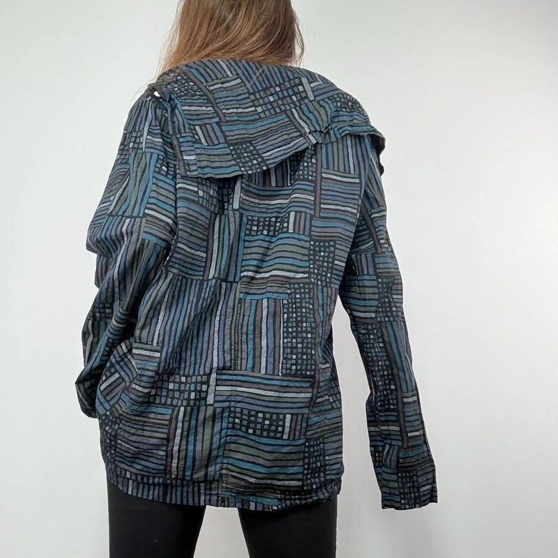 Asymmetric fold over draped checked pinstripe Shirt