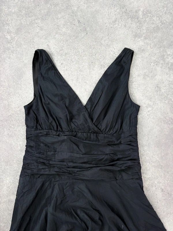 Black pleated cotton flared monsoon dress