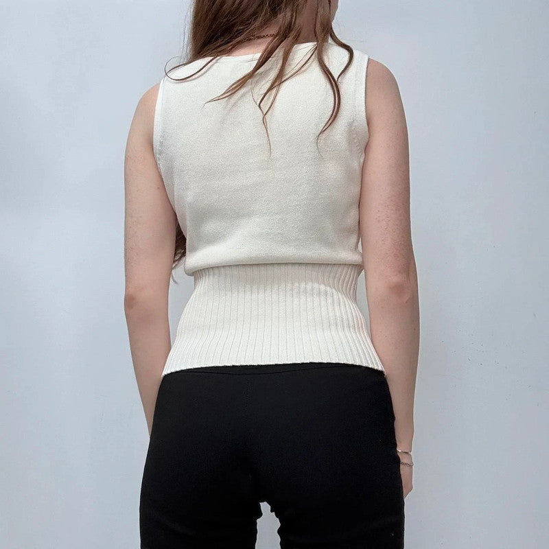 cream white fitted DKNY vest