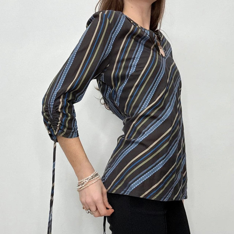 striped flared puff sleeve shirt