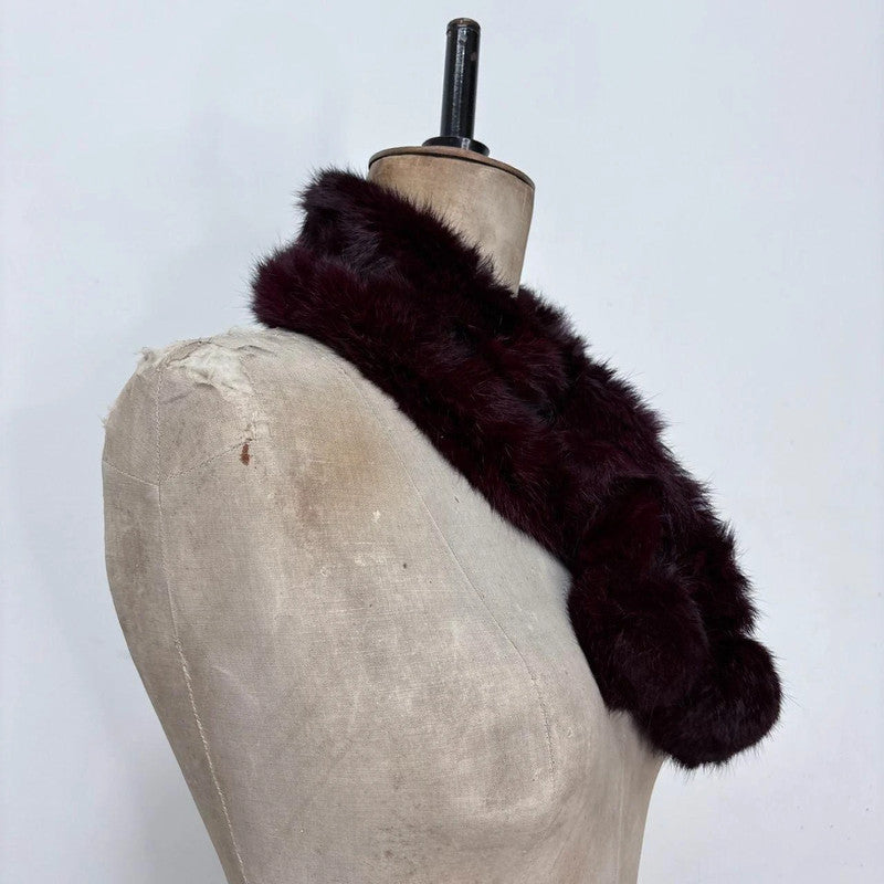burgandy fur wrap scarf