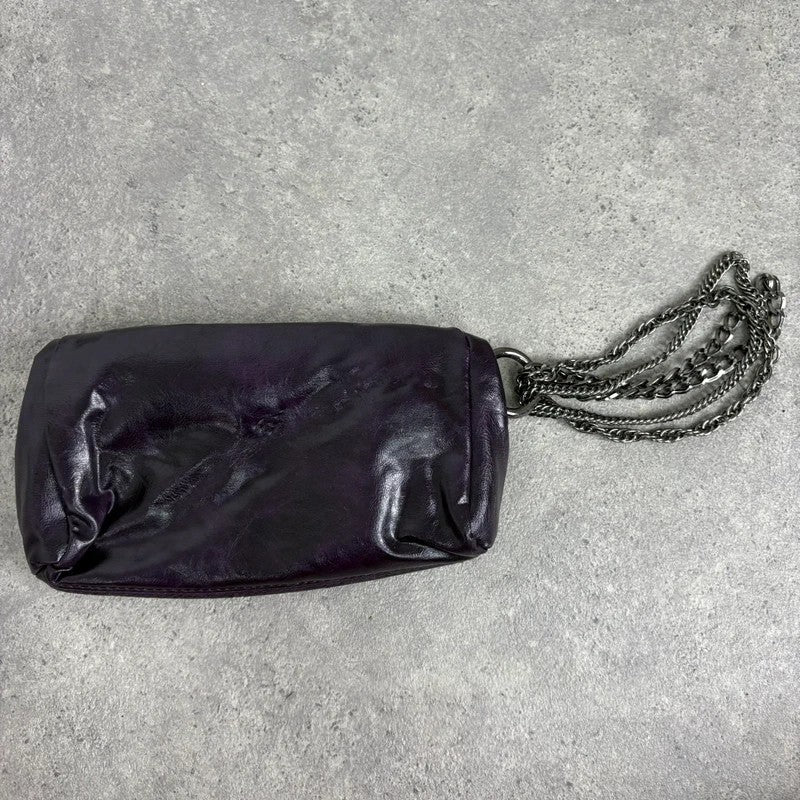 Eyelet studded purple chain 00s chain clutch