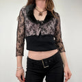 Lace Cropped Cardigan with Faux Fur Collar