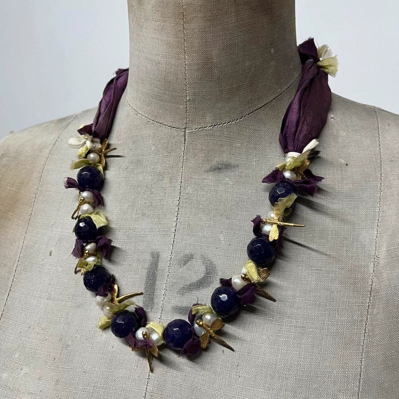 Silk beaded fairy necklace