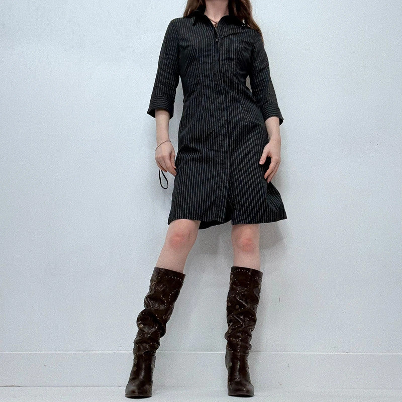 black mini shirt dress