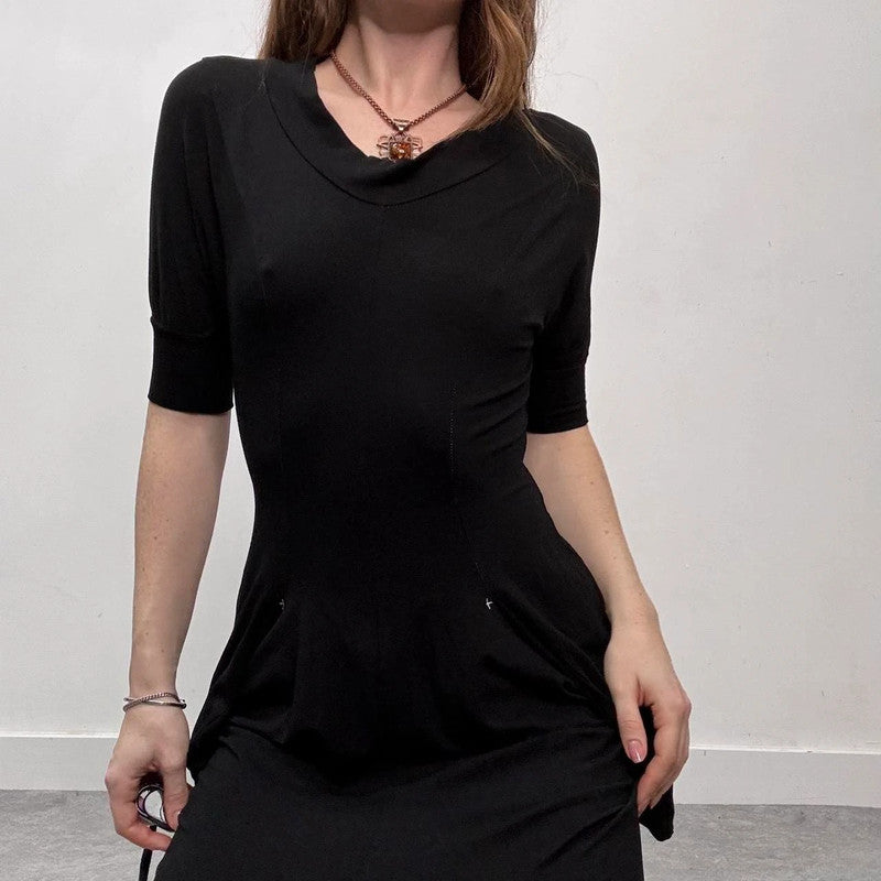 gathered puffy Cop Copine black midi dress