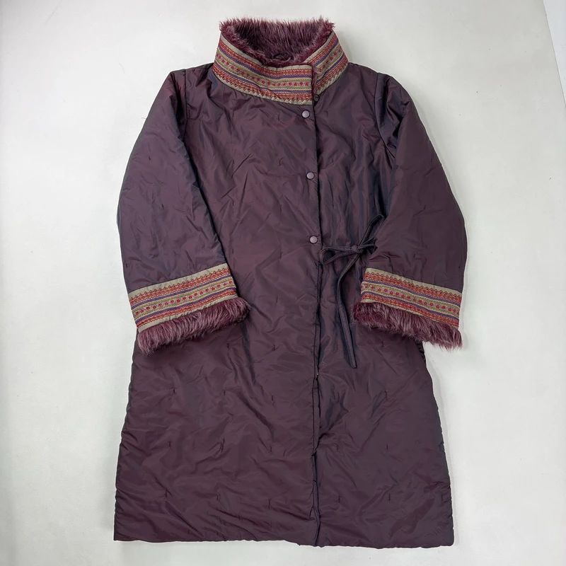 asymmetric embroidered longline puffa coat