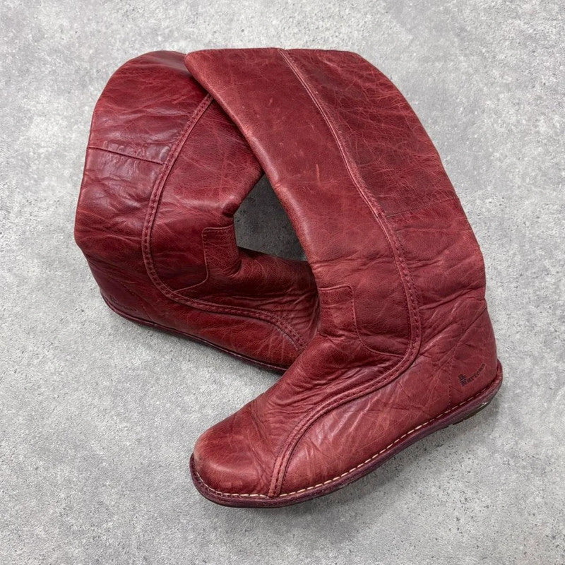 red leather Dr marten moto boots
