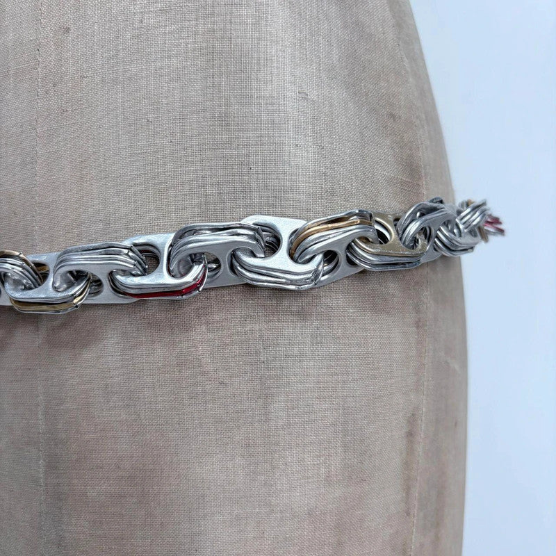 silver beer can top utility belt - adjustable